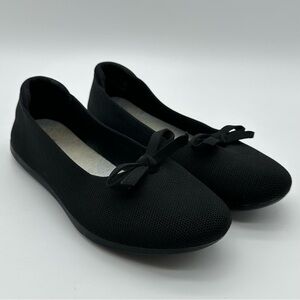 Clarks Black Stretch Fabric Ballet Flats with Bow